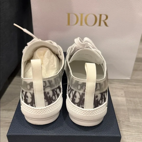 Dior Monogram Gray and White Low-Top Sneakers - Picture 2 of 4